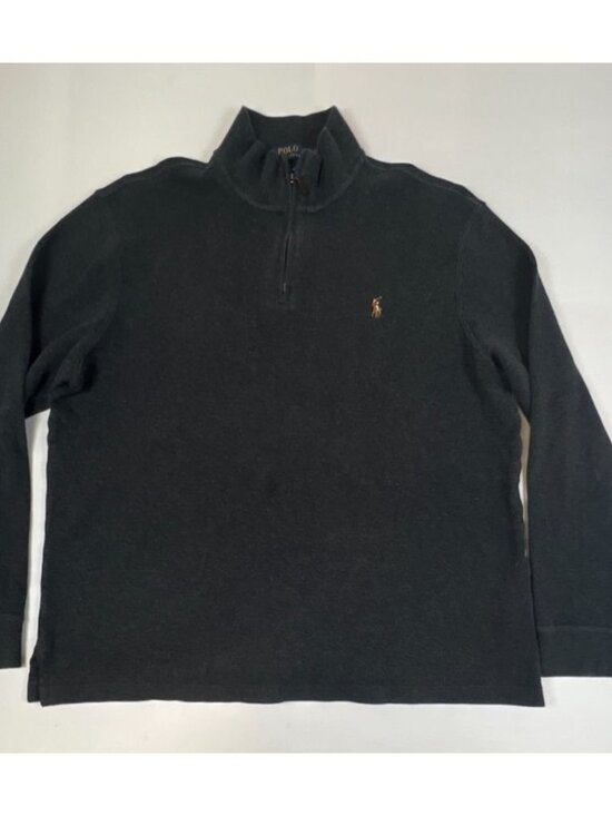 Polo Ralph Lauren Other - Polo Ralph Lauren Men Size L Estate Rib Half Zip Pullover Black Cotton Sweater